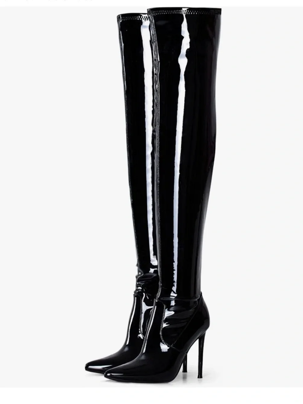 Women's Black thigh high Patent Over-the-Knee Stiletto Boots